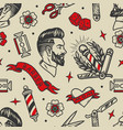 barbershop tattoos vintage seamless pattern vector image vector image