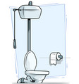 cartoon retro toilet with paper icon vector image