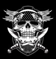 skull wing with sword hand drawing vector image vector image