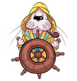 walrus captain on ship vector image