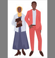muslim couple man and woman in modest clothes vector image vector image