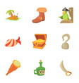 uninhabited island icons set cartoon style vector image vector image