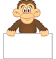 chimpanzee cartoon with blank sign vector image
