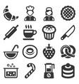 bakery and pastries cooking icons set on white vector image