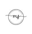 initial ms handwriting logo with circle template vector image