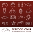 seafood outline icons vector image vector image