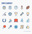 sport equipment thin line icons set vector image vector image