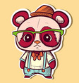 a kawaii chibi panda with hat vector image