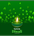 happy green diwali decorative background vector image vector image