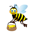 cute bright funny bee carrying a jar of honey vector image