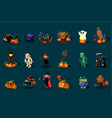 18 3d halloween icon set vector image