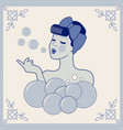 ceramic tiles beautiful girl taking a bath vector image vector image