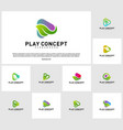 set of green play logo design concept nature vector image