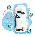 car washing in foam vector image vector image