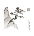 close-up of a japanese bonsai on rock vector image