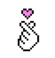 k pop love symbol pixel art icon korean hand heart vector image vector image