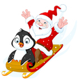 santa claus and penguin vector image
