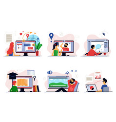 Online courses education training concept Vector Image