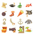 pirate culture symbols icons set cartoon style vector image vector image
