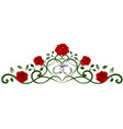 silver wedding rings and red roses decoration vector image vector image