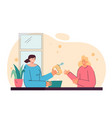 female characters preparing baking dough at home vector image