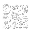 sleep set in doodle style good night symbols vector image