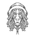 lion head cool rasta with hat reggae silhouette vector image vector image