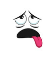tired emoticon shows tongue after workout isolated vector image