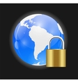 globe icon with protection lock vector image