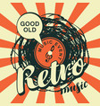music banner with vinyl record in retro style vector image