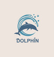jumping dolphin emblem vector image