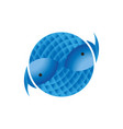 logo two fishes with scales for seafood vector image