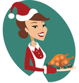 woman holding christmas turkey vector image