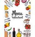 vegetable kitchenware cheese and pasta italian vector image