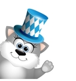 cartoon funny gray cat in a bavarian hat card vector image vector image