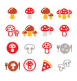 mushroom color icon set - food nature vector image
