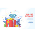 online reward landing page tiny people receives vector image vector image