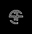 sf monogram logo circle ribbon style outline vector image