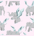 flying elephants with wings seamless pattern vector image