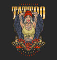 girl tattoo artist colorful flyer vector image