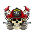 sketch fireman skull vector image vector image