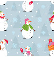 christmas snowman pattern holiday snowmen x-mas vector image vector image