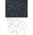 circular blade saw isometric drawings set vector image