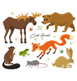 cute animals for baby wild moose and deer hare vector image vector image