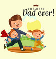 dad with kids walking park happy fathers day vector image