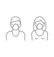man and woman wearing protecting mask on white vector image vector image