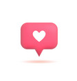 3d like icon with heart social media notification vector image