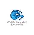 blue wave logo in circle wave shape sun wave vector image