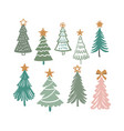 christmas trees hand drawing winter fir vector image vector image