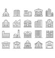 city building sign contour linear icon set vector image
